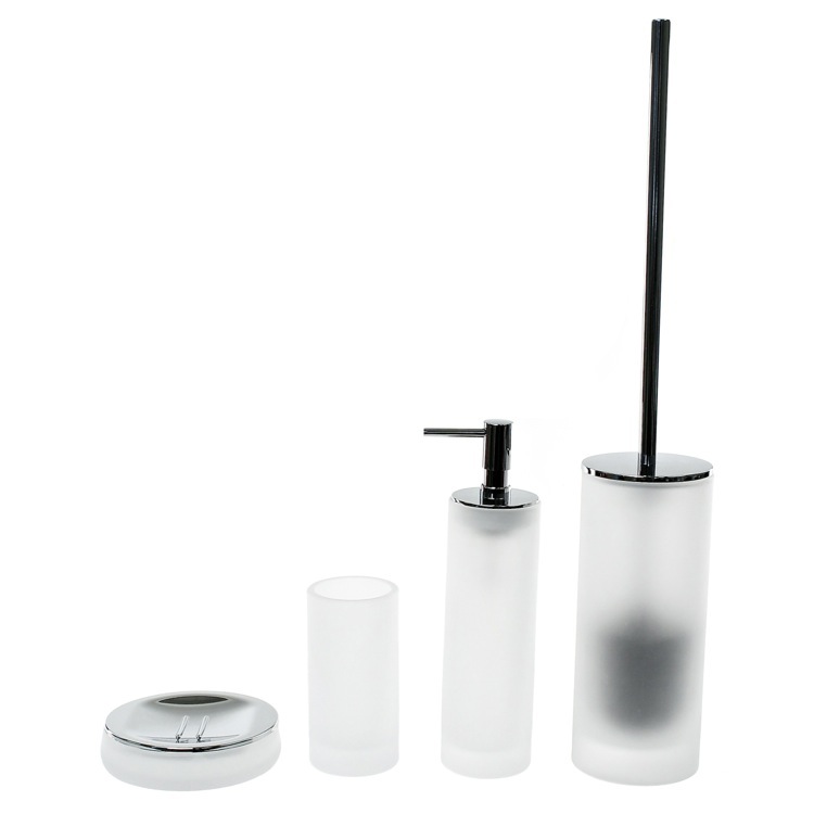Gedy TI180-02 White 4 Piece Satin Glass Bathroom Accessory Set